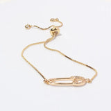 KC Gold Cubic Zirconia Safety Pin Charm Bracelet