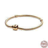 925 Silver Bracelet Bucket Buckle Charm Beaded DIY Gift