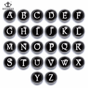 26pcs Alphabet Snap Buttons 12mm Glass Snap Button For Snap Bracelet