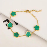Stainless Steel Five Leaf Flower Bracelet - Girl Wedding Jewelry