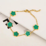 Stainless Steel Five Leaf Flower Bracelet - Girl Wedding Jewelry