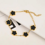 Stainless Steel Five Leaf Flower Bracelet - Girl Wedding Jewelry