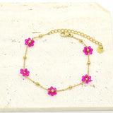 Handwoven Crystal Flower Stainless Steel Bracelet for Women