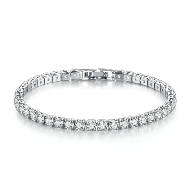 4mm CZ Tennis Bracelet Silver Chain Iced Out Women Men Jewelry