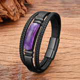 Amethystine Stone Bracelet Stainless Steel Jewelry