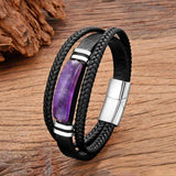 Amethystine Stone Bracelet Stainless Steel Jewelry