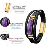 Amethystine Stone Bracelet Stainless Steel Jewelry