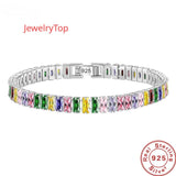 925 Silver Bracelet Crystal Hand Women Charm Wedding Jewelry