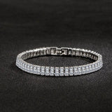 925 Silver Bracelet Crystal Hand Women Charm Wedding Jewelry