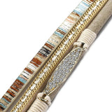 Bohemian Stripe Leather Bracelet with Natural Stone Charm