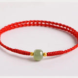 Chinese Style Hetian Jade Red-rope Bracelet for Women Hand-woven