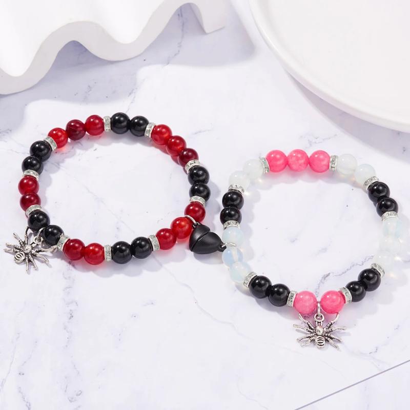 Halloween Magnetic Beaded Bracelet Couple Spider Charm Gift