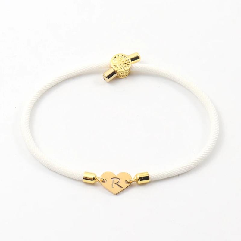 Heart Letter Bracelet Colorful Adjustable Initial Rope Charm Bracelet