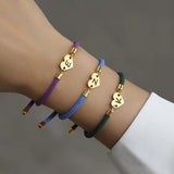 Heart Letter Bracelet Colorful Adjustable Initial Rope Charm Bracelet
