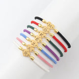 Heart Letter Bracelet Colorful Adjustable Initial Rope Charm Bracelet