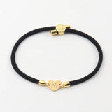 Heart Letter Bracelet Colorful Adjustable Initial Rope Charm Bracelet
