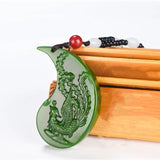 Chinese Green Jade Dragon Phoenix Jade Pendant Jewelry Lucky Auspicious Amulet