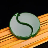 Chinese Green Jade Dragon Phoenix Jade Pendant Jewelry Lucky Auspicious Amulet