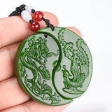 Chinese Green Jade Dragon Phoenix Jade Pendant Jewelry Lucky Auspicious Amulet