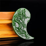 Chinese Green Jade Dragon Phoenix Jade Pendant Jewelry Lucky Auspicious Amulet