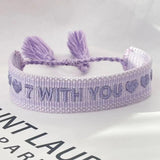 Purple Woven Friendship Bracelets Vintage Braided Bangles Stackable Jewelry
