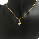 24k Necklace Zircon Heart Pendant Water Ripple Chain Electroplating Jewelry