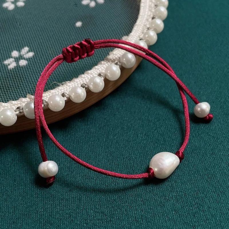 Baroque Pearl Red Rope Bracelet for Women