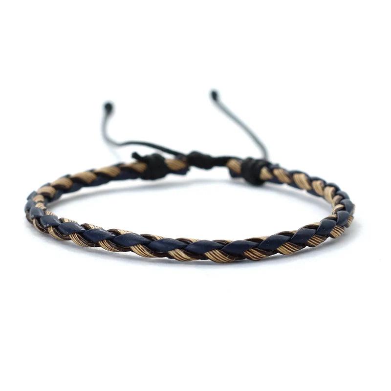 Weaven Leather Bracelet Men Adjustable Wax Rope Vintage Accessories Gift For Him