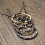 Weaven Leather Bracelet Men Adjustable Wax Rope Vintage Accessories Gift For Him