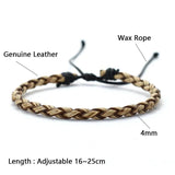Weaven Leather Bracelet Men Adjustable Wax Rope Vintage Accessories Gift For Him
