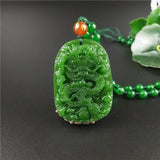 Chinese Green Jade Dragon Pendant Necklace Charm