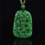 Chinese Green Jade Dragon Pendant Necklace Charm