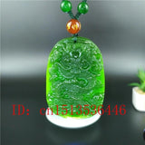 Chinese Green Jade Dragon Pendant Necklace Charm