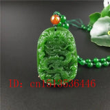 Chinese Green Jade Dragon Pendant Necklace Charm