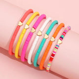 Boho Heart Bracelet Set for Women Colorful Pottery Beach Charm