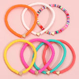 Boho Heart Bracelet Set for Women Colorful Pottery Beach Charm