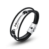 Multilayer Leather Guitar Engraved Bracelets