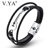 Multilayer Leather Guitar Engraved Bracelets
