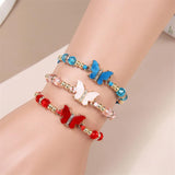 Boho Butterfly Crystal Beads Strand Bracelets for Women
