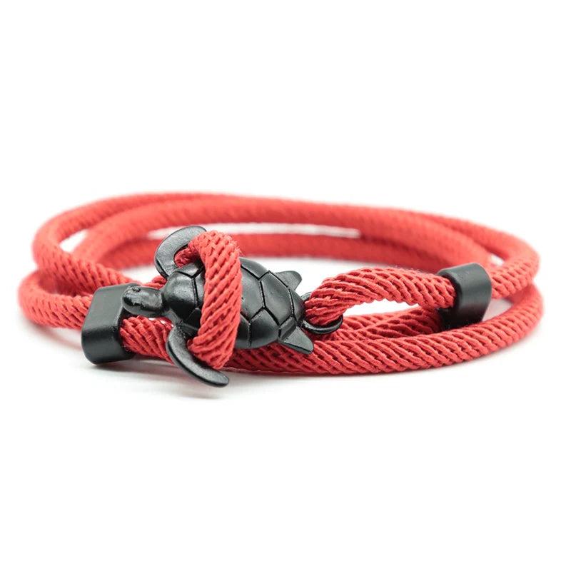 Boho Red Rope Turtle Bracelet Marine Sea Viking Jewelry