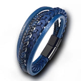 Braided Rope Leather Men Bracelets Stainless Steel Bangle