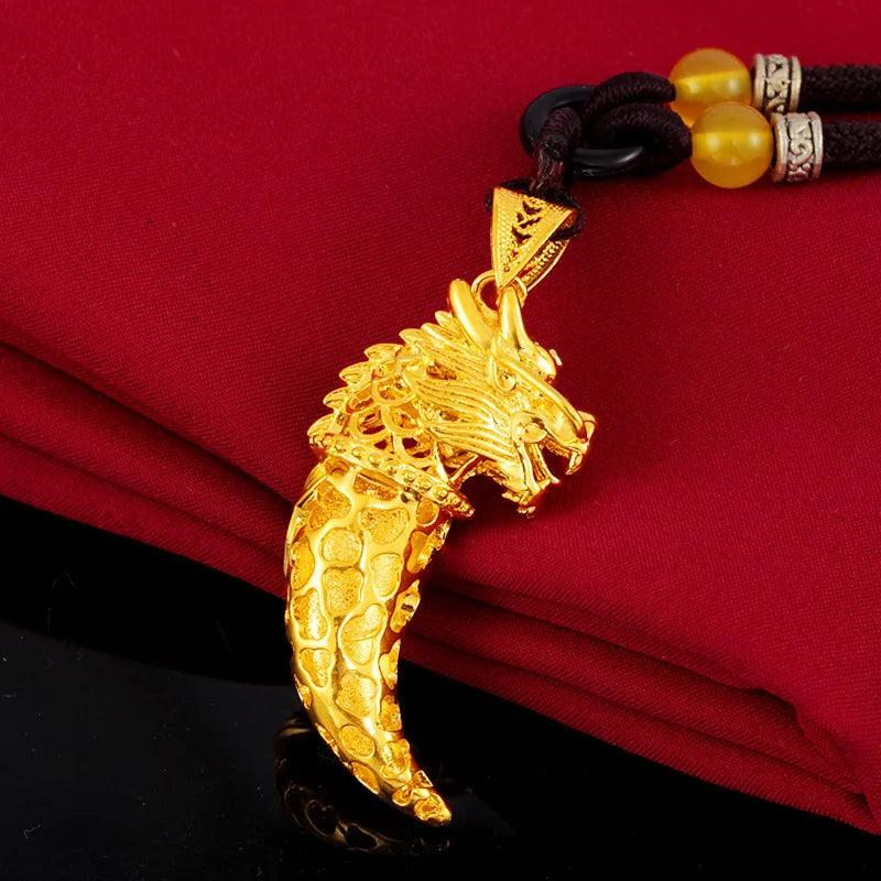 24K Yellow Coating Wolf's Tooth Pendant Necklace For Men