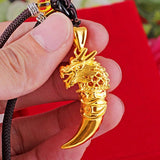 24K Yellow Coating Wolf's Tooth Pendant Necklace For Men