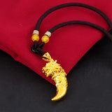 24K Yellow Coating Wolf's Tooth Pendant Necklace For Men