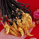 24K Yellow Coating Wolf's Tooth Pendant Necklace For Men