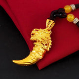 24K Yellow Coating Wolf's Tooth Pendant Necklace For Men