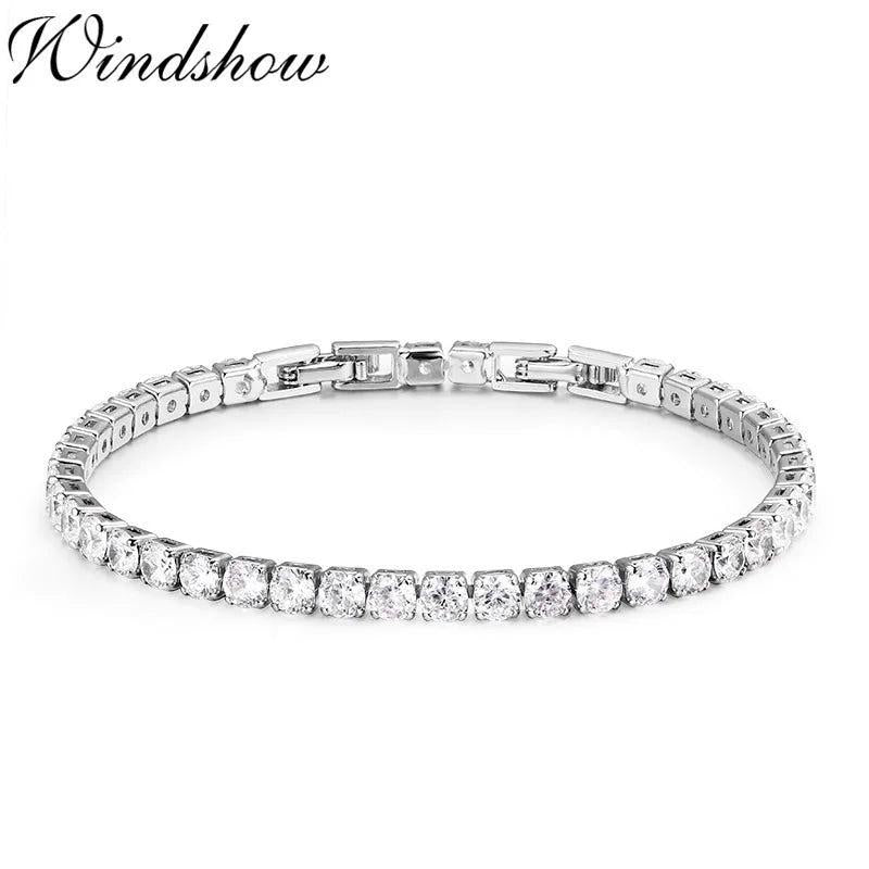 4mm Purple CZ Tennis Chain Bracelet for Women Girls Wedding Jewelry