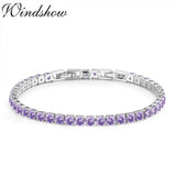 4mm Purple CZ Tennis Chain Bracelet for Women Girls Wedding Jewelry