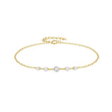 925 Sterling Silver Row Five Zircon Bracelet For Women