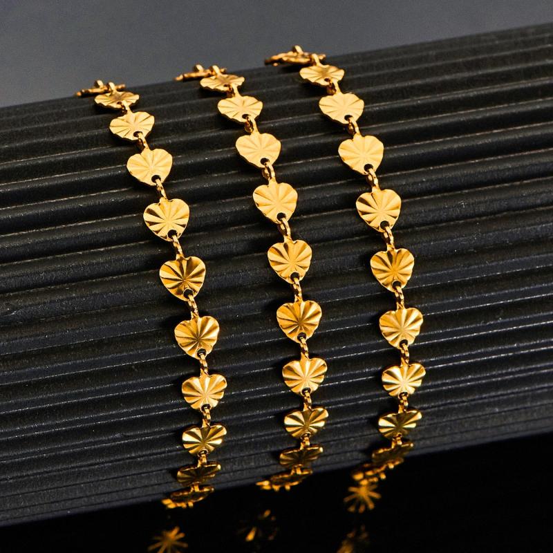 Sliver Heart Sun Flower Stainless Steel Bracelet Chain